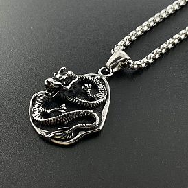 Панк 304 европейские ретро-кулоны с драконом из нержавеющей стали для мужчин, не тускнеет