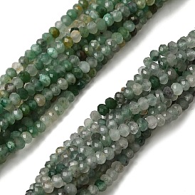 Природные африканские нефритовые бусы пряди, граненые, рондель