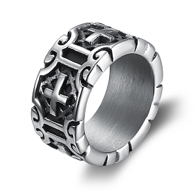 Cross Stainless Steel Wide Band Rings for Unisex