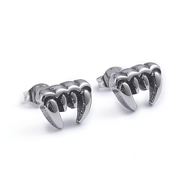 Retro 304 Stainless Steel Stud Earrings, Canine Teeth