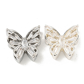 Brass Micro Pave Clear Cubic Zirconia Beads, Butterfly