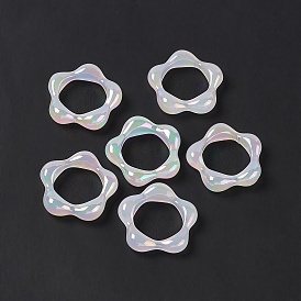 Opaque Acrylic Linking Rings, Flower, AB Color Plated