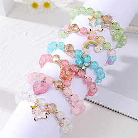 Rainbow Butterfly Crystal Bracelet - Handmade Beaded Design with Fairy Charm