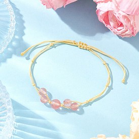 Синтетические вишневые кварцевые стеклянные круглые бусины плетеные браслеты из бусин для женщин, с нейлоновой нитью