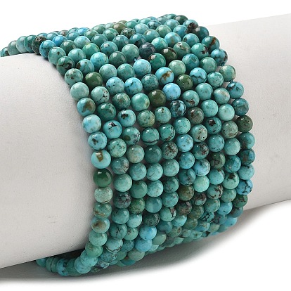 Natural HuBei Turquoise Beads Strands, Smooth Round