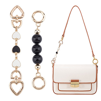 2pcs 2 sangles d'extension de chaîne de sac de style, avec des perles en plastique ABS et des anneaux et des fermoirs à ressort en alliage, pour les accessoires de remplacement de sac