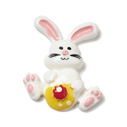 Непрозрачные кабошоны из смолы, кролик с пасхальным яйцом