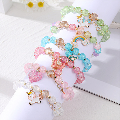 Rainbow Butterfly Crystal Bracelet - Handmade Beaded Design with Fairy Charm