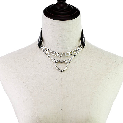 Stylish Heart-Shaped Chain Collar Necklace for Fashionable Trendsetters
