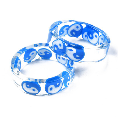 Transparent Resin Yin Yang Finger Ring for Women