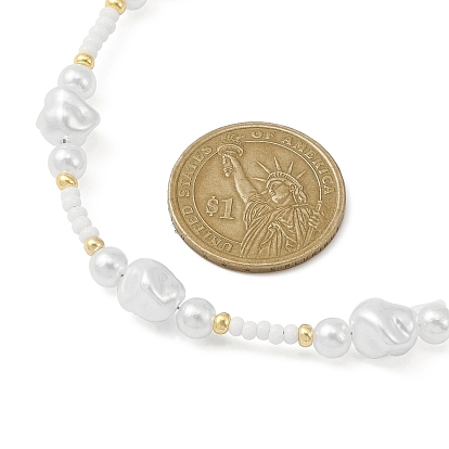 Bracelet extensible et collier de perles en plastique abs, imitation de perles, ensemble de bijoux pour femmes