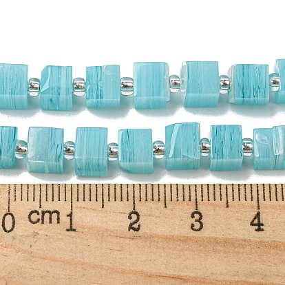 Handwork Lampwork Beads, with Glass Spacer Beads, Square