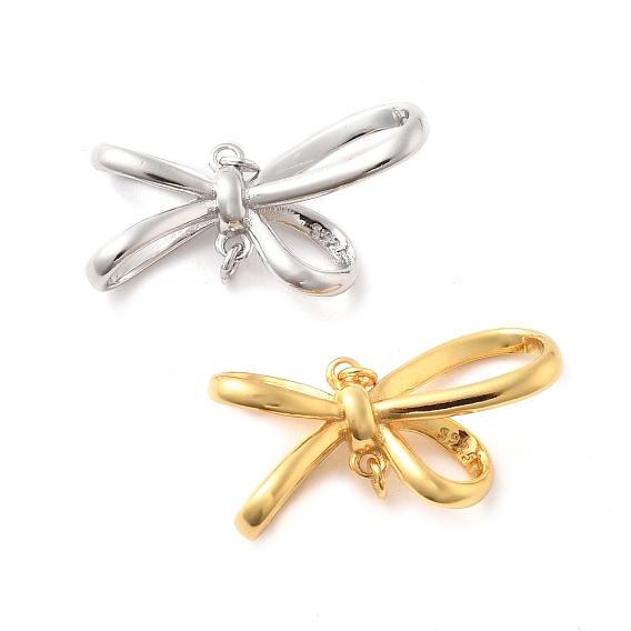 925 подвески-бантики из стерлингового серебра, с перемычками и 925 штампом