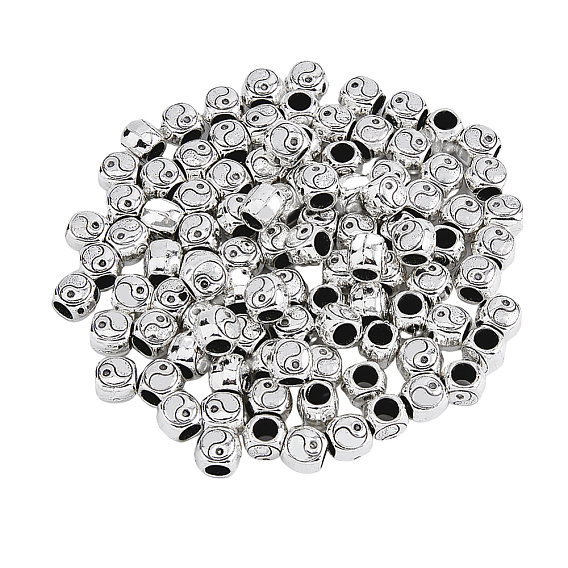 Tibetan Style Alloy European Beads, Large Hole Beads, Oval