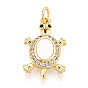 Латунные микропаве прозрачные подвески с фианитом, без кадмия и без свинца, с оболочкой, черепаха, с целью перехода в кольце