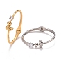 Clear Cubic Zirconia Duck Cuff Bangle, 304 Stainless Steel Hinged Open Bangle for Women, Ion Plating(IP)