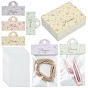 60Pcs OPP Cellophane Bags, with 60Pcs 4 Styles Folding Flower Printed Paper Card Header, Rectangle