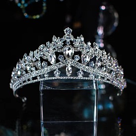 Corona de princesa de cristal de lujo para vestido de novia y accesorios para el cabello.