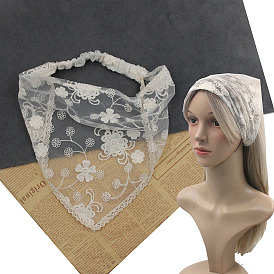 300Pcs Flower Pattern Lace Embroidered Polyester Headbands, Triangular Head Scarf for Girls Women