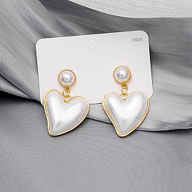 Long exaggerated love heart earrings - elegant and luxurious, high-end and elegant temperament.