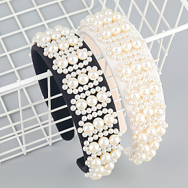 Chic Pearl Headband for Girls - Trendy Wide Band Hair Accessory with Imitation Pearls