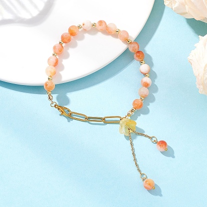 Браслеты с подвесками из цветочного стекла и натурального окрашенного персидского нефрита для женщин, 304 цепи из нержавеющей стали