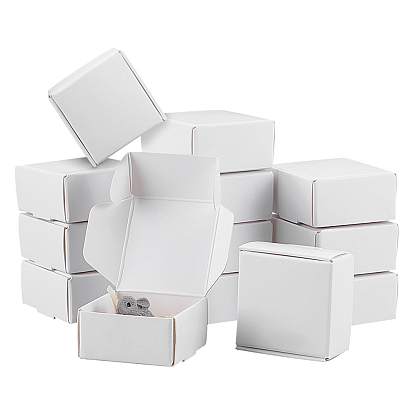 60 Cajas de regalo de almacenamiento de papel cuadradas plegables de 10 piezas, cajas de embalaje de papel