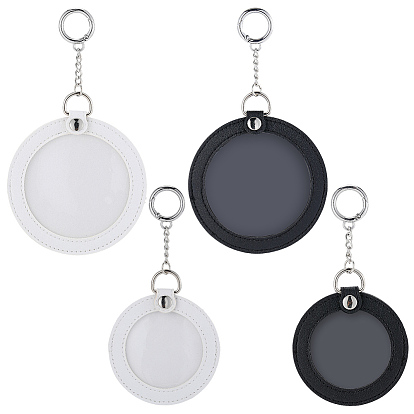 4шт. 4 стили плоские круглые сумки для хранения бейджей из искусственной кожи, кошельки для монет, Монетодержатель с металлическими пружинными кольцами для женщин и девушек, платина