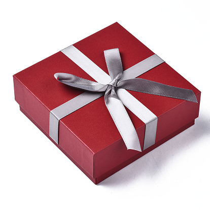 Cajas de joyas de cartón, para embalaje de brazalete y brazalete, cuadrada con bowknot