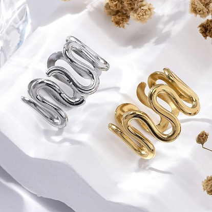 Волна 304 кольца из нержавеющей стали для женщин, ионное покрытие (ip)