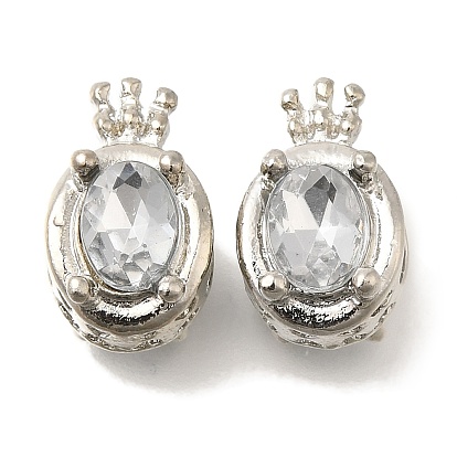 Стойки покрытие сплава европейские шарики, со стразами, бусины с большим отверстием, без свинца и без кадмия, овальные с короной