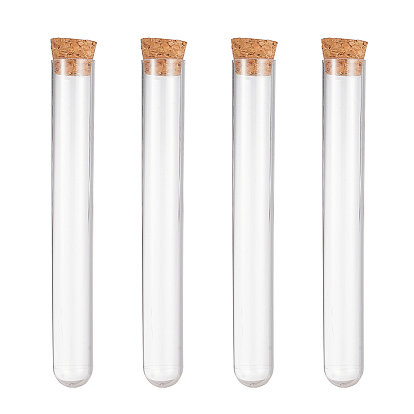 Transparent Plastic Bead Containers, with Wood Cap, Tube