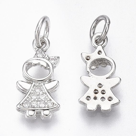 Латунные микро проложить кубического циркония прелести, с целью перехода в кольце, без никеля , девушка, прозрачные