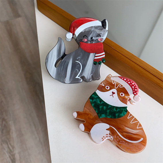 Заколки для волос с ацетатными когтями в рождественской тематике, для девочек детей