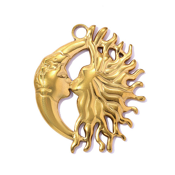 304 подвески из нержавеющей стали, амулет «поцелуй солнца и луны», ионное покрытие (ip), долговечный