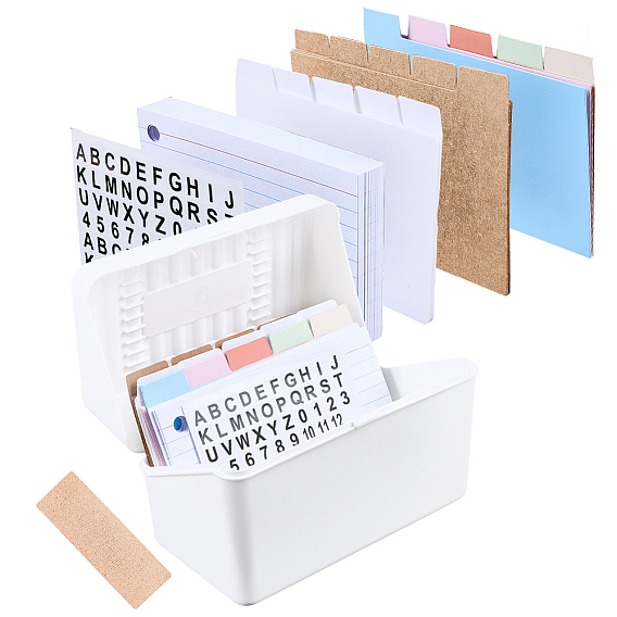 Набор карточек для заметок в коробке, включая включаем коробку, внутренние страницы, индексные карточки и наклейки, с разделителями для блокнотов на кольцах и разделителями для папок из бумаги.