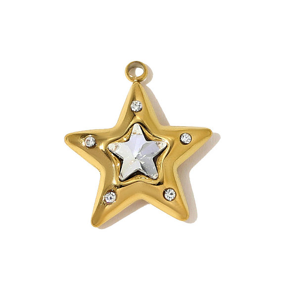 304 из нержавеющей стали горный хрусталь подвески, звезды прелести, ионное покрытие (ip), зеркальная полировка, реальный 18 k позолоченный