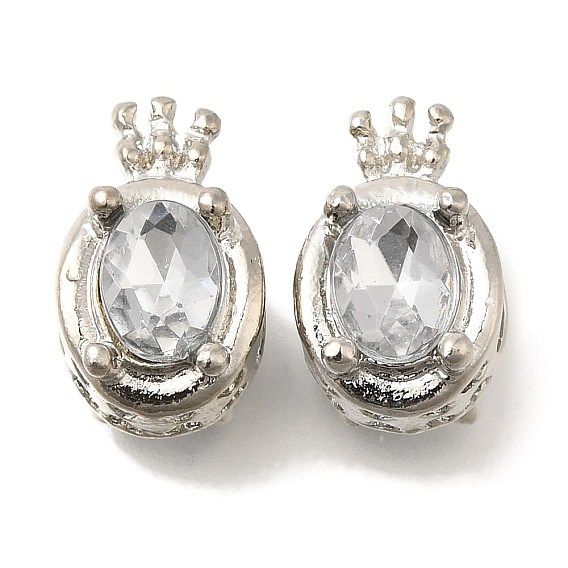 Стойки покрытие сплава европейские шарики, со стразами, бусины с большим отверстием, без свинца и без кадмия, овальные с короной