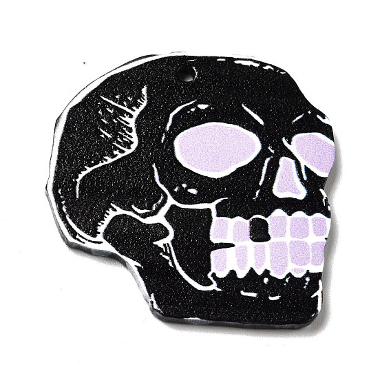 Halloween Acrylic Pendants, for DIY Earring Findings, Skull