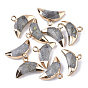 Electroplate Gemstones Charms, with Iron Findings, Faceted, Moon, Golden