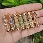 Synthetic Luminous Stone Column Pendants, Golden Plated Alloy Dragon Wrapped Charms