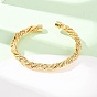 Brass Twisted Rope Open Cuff Bangles, Long-Lasting Plated, Rack Plating, Lead Free & Cadmium Free