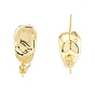 Brass Stud Earring Findings, with 925 Sterling Silver Pins, for Half Drilled Bead, Twist Oval