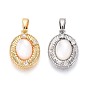 Натуральный белый оболочки подвески, овальные подвески из латуни с микропаве и прозрачным кубическим цирконием