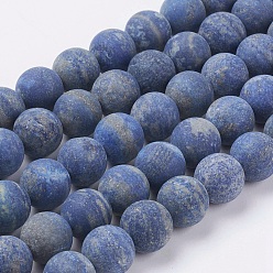 Natural Lapis Lazuli Beads Strands, Frosted, Round