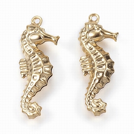 Ion Plating(IP) 304 Stainless Steel Pendants, Sea Horse