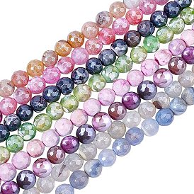 Olycraft 160pcs 8 couleurs galvanoplastie brins de perles d'agate naturelle, teint, facette, perle plaquée lustre, ronde