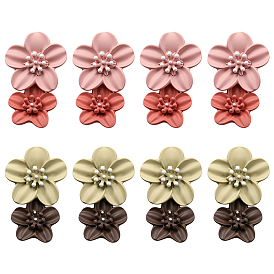 4 пары 2 цветные серьги-гвоздики из цинкового сплава и смолы, цветок