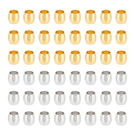 80шт. 2 цвета 202 европейские бусины из нержавеющей стали, баррель, бусины с большим отверстием