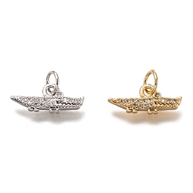 Brass Micro Pave Clear Cubic Zirconia Charms, Cadmium Free & Lead Free, Long-Lasting Plated, Alligator Shape